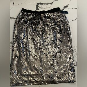 Worthington Silver Sequin Midi Skirt NWT Large